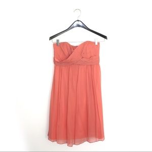 J Crew Strapless Chiffon Dress, Coral